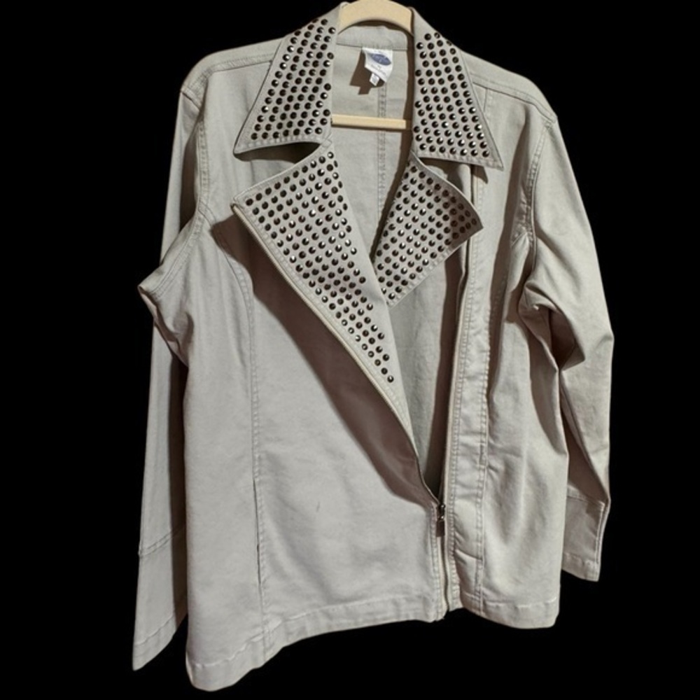 DG2 Diane Gilman Versatile gray jacket full zip gun metal gray studs sz XL NWOT - Picture 2 of 14